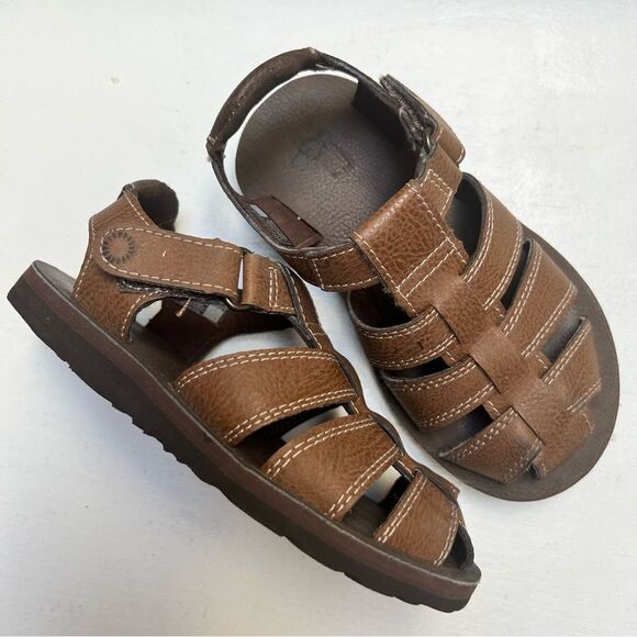 Ugg Josiah Toddler Unisex Faux Leather Sandals in Chestnut US 10 EUC - Picture 2 of 6